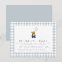Blue Gingham Teddy Bear Boeken voor baby kaart