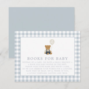 Blue Gingham Teddy Bear Boeken voor baby kaart