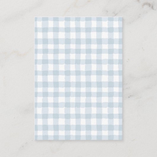 Blue Gingham Teddy Bear Diaper Raffle Ticket Informatiekaartje (Achterkant)