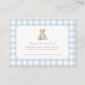 Blue Gingham Teddy Bear Diaper Raffle Ticket Informatiekaartje (Voorkant)