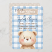 Blue Gingham Teddy Bear Kaart (Voorkant / Achterkant)