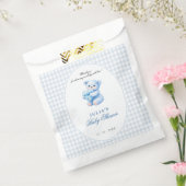 Blue Gingham Teddy Bear Neutral Baby Shower Bedankzakje (Gezegeld)