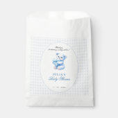 Blue Gingham Teddy Bear Neutral Baby Shower Bedankzakje (Voorkant)