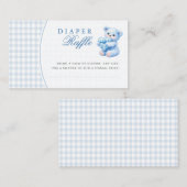 Blue Gingham Teddy Bear Neutral Baby Shower Informatiekaartje (Voorkant / Achterkant)