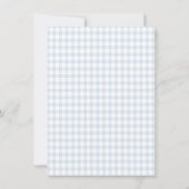 Blue Gingham Teddy Bear Neutral Baby Shower Kaart (Achterkant)