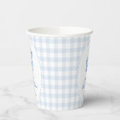 Blue Gingham Teddy Bear Neutral Baby Shower Papieren Bekers (Links)