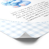 Blue Gingham Teddy Bear Neutral Baby Shower Poster (Hoek)