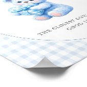 BLUE GINGHAM TEDDY BEAR NEUTRAL BABY SHOWER POSTER (Hoek)