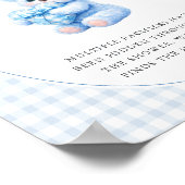 Blue Gingham Teddy Bear Neutral Baby Shower Poster (Hoek)