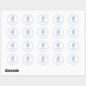 Blue Gingham Teddy Bear Neutral Baby Shower Ronde Sticker (Vel)