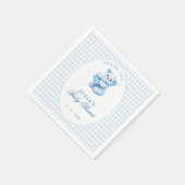 Blue Gingham Teddy Bear Neutral Baby Shower Servet (Hoek)