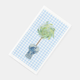 Blue Gingham Topiary Ginger Jar Paper Guest Towels Servet