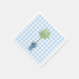 Blue Gingham topiary paper Servet