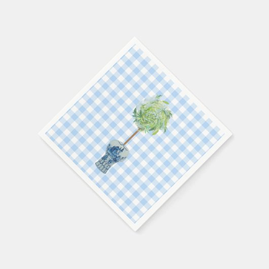 Blue Gingham topiary paper Servet (Hoek)