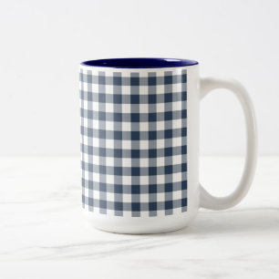 Blue Gingham Tweekleurige Koffiemok