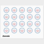 Blue Gingham Upsherin "Ik heb zijn haar gesneden!" Ronde Sticker (Vel)