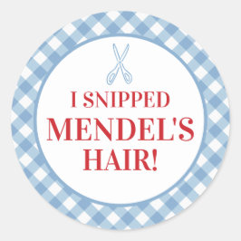 Blue Gingham Upsherin "Ik knip zijn haar!" Sticker