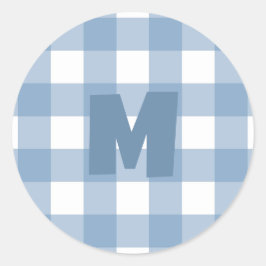 Blue Gingham Verjaardag sticker