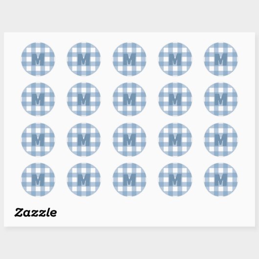 Blue Gingham Verjaardag sticker (Vel)