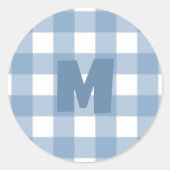 Blue Gingham Verjaardag sticker (Voorkant)