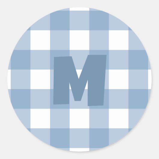 Blue Gingham Verjaardag sticker (Voorkant)