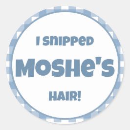 Blue Gingham verjaardagsfeestje Ronde Sticker