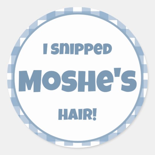 Blue Gingham verjaardagsfeestje Ronde Sticker (Voorkant)