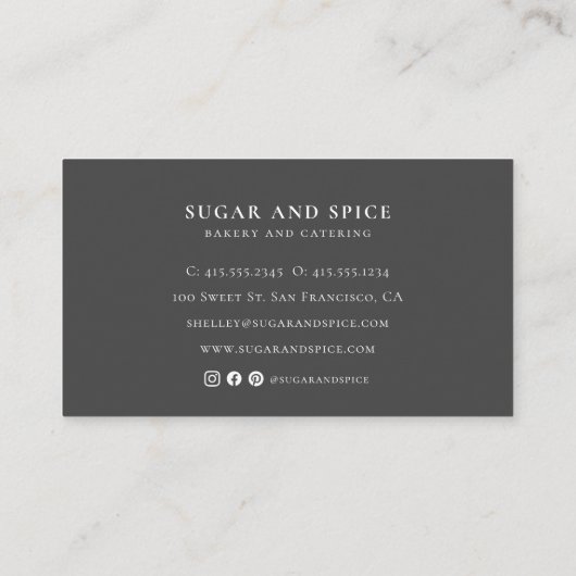 Blue Gingham Visitekaartje (Achterkant)