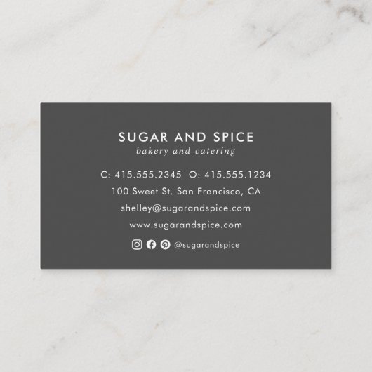 Blue Gingham Visitekaartje (Achterkant)