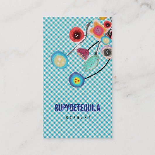 Blue Gingham Visitekaartje (Voorkant)