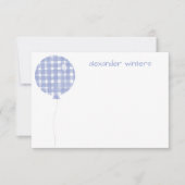 Blue Gingham Waterverf Ballon Note Cards Bedankkaart (Voorkant)