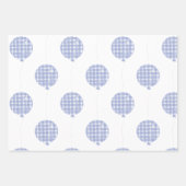 Blue Gingham Waterverf Ballon Wrapping Paper (Voorkant 3)