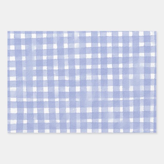 Blue Gingham Waterverf Ballon Wrapping Paper (Voorkant 2)