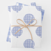 Blue Gingham Waterverf Ballon Wrapping Paper (In situ)