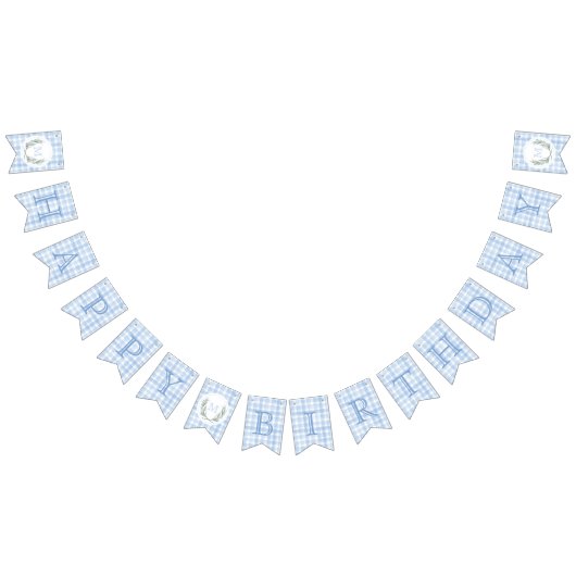 Blue Gingham Waterverf Laurel Crest Vlaggetjes (Alle)