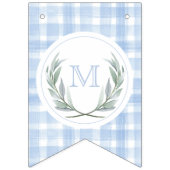 Blue Gingham Waterverf Laurel Crest Vlaggetjes (Eerste vlag)