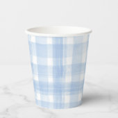 Blue Gingham Waterverf Papieren Bekers (Voorkant)
