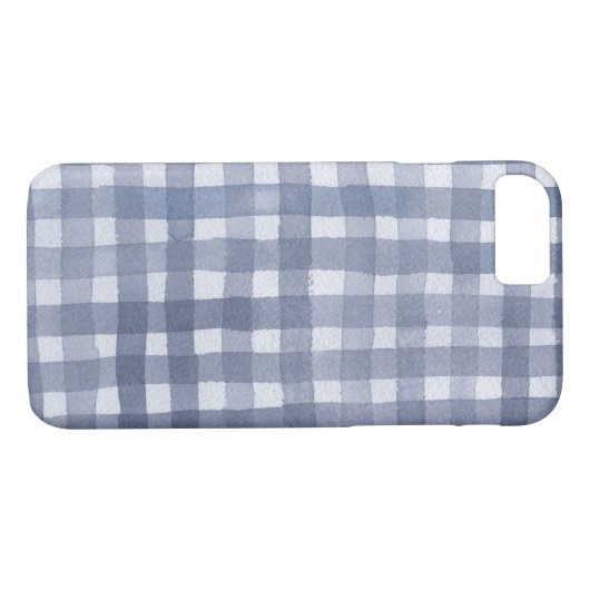 Blue Gingham waterverf Phone case (Achterkant (Horizontaal))