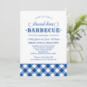 Blue Gingham Wedding Rehearsal Dinner Barbecue Kaart (Staand voorkant)