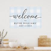 Blue Gingham Welcome Sign Poster (Keuken)