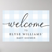 Blue Gingham Welcome Sign Poster (Voorkant)