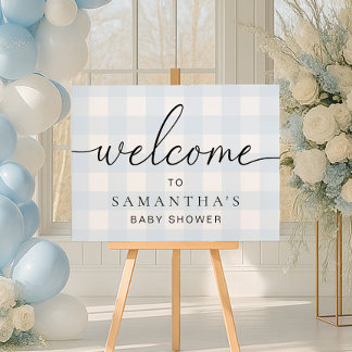 Blue Gingham Welcome Sign Poster