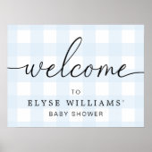 Blue Gingham Welcome Sign Poster (Voorkant)