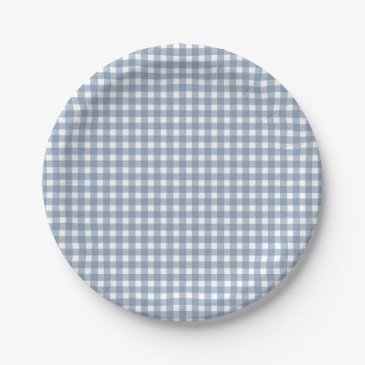 Blue Gingham Western Party Papieren Bordje (Voorkant)