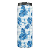 Blue Gingham Winter Flower Tumbler Thermosbeker (Achterkant)
