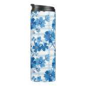 Blue Gingham Winter Flower Tumbler Thermosbeker (Geroteerd rechts)