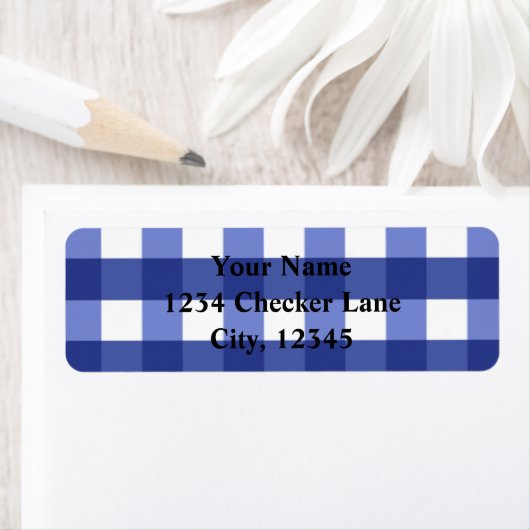 Blue Gingham Zomer Country BBQ Checker Label (Insitu)