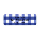 Blue Gingham Zomer Country BBQ Checker Label (Voorkant)