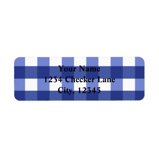 Blue Gingham Zomer Country BBQ Checker Label (Voorkant)