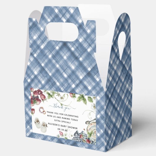 Blue Gingham | Zomer picknick Baby shower Bedankdoosjes (Geopend)